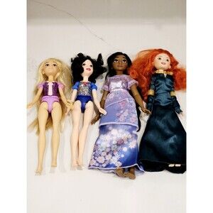 Disney & Hasbro Princesses: Merida, Rapunzel, Tiana, Snow White – Lot of 4 Dolls